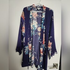 Kimono / lingerie Purple Jonquil wrap with lace XL